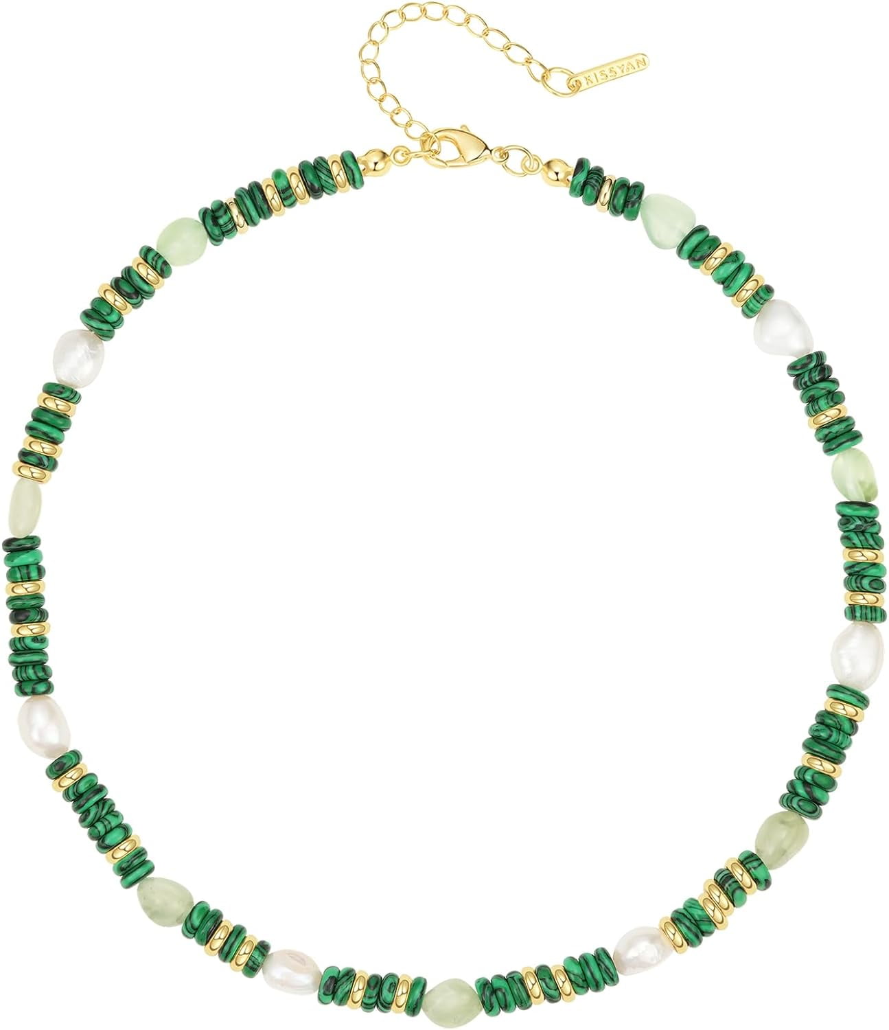 HETICA Beaded Choker Necklace For Women – Boho Gemstone Surfer Necklace, Natural Stone & Copper