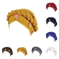 thumbnail image 1 of Beaded Golden Pearl Muslim Hat with Braided Headband Elegant Style Cap, 1 of 4