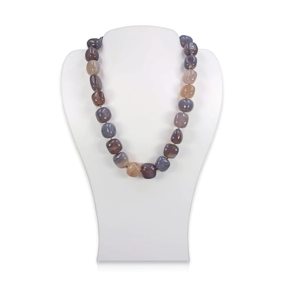 MGR! My Gems Rock Beaded Grey Agate Necklace