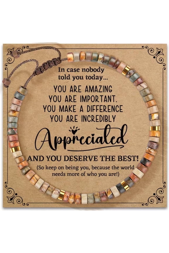 Beaded Healing Bracelets for Women and Men,Inspirational Natural Stone Bracelet - Thinking of You, Get Well Positive Energy Gifts for Mom,Father,Sister,Wife,Husband