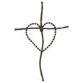 thumbnail image 1 of Beaded Heart Brushed Bronze 12 x 8 Metal Decorative Hanging Wall Cross, 1 of 3