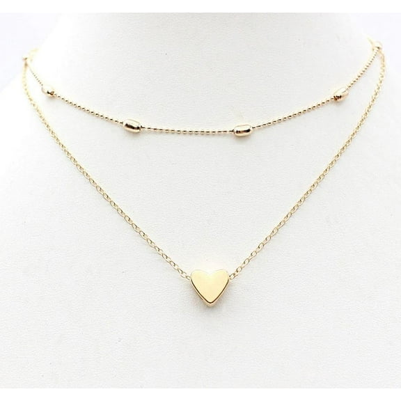 Beaded Heart Double Layer Choker Necklace