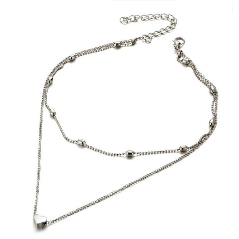Beaded Heart Double Layer Choker Necklace