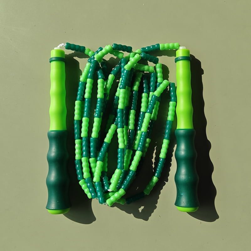 Beaded Jump Rope 2.6m (8.53ft) Soft PVC Beads Skipping Rope with 17cm Rubber Coated Handles for Kids Adults Fitness Training Sports Equipment