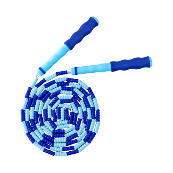 Beaded Jump Rope Segmented Fitness Skipping Rope for Exercise Workout and Cardio Training Adjustable Length Tangle Free 8 Ft Blue