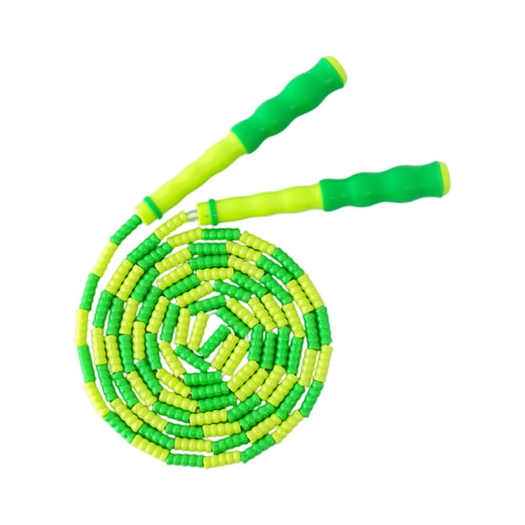Beaded Jump Rope Segmented Fitness Skipping Rope for Exercise Workout and Cardio Training Adjustable Length Tangle Free 8 Ft Green