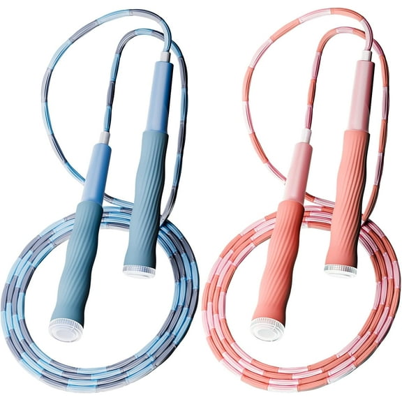 Beaded Jump Rope, Upgraded Segmented Jumping Rope for Workout, Adjustable Skipping Speed Rope with Soft Non-slip Handles