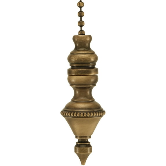 Beaded Knob Fan Pull 1.5"h Antiqued Brass Base Chain