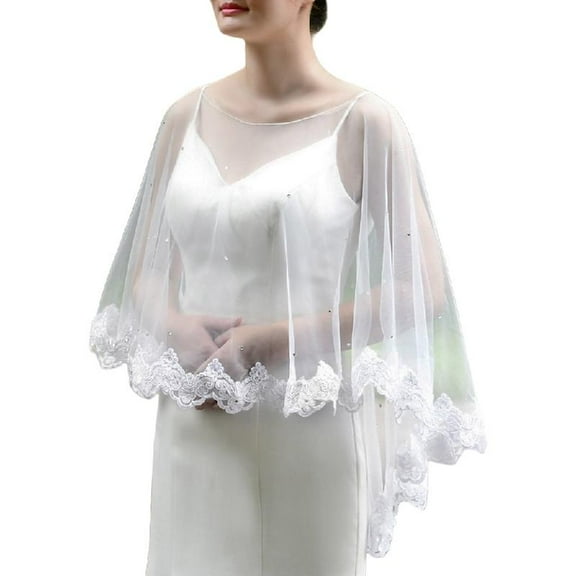 Beaded Lace Shawl Women's Capelet Rhinestones Shawls for Evening Dresses