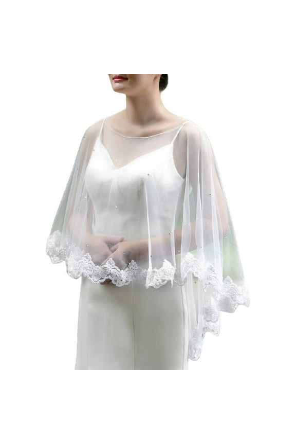 Beaded Lace Shawl Women's Capelet Rhinestones Shawls for Evening Dresses