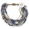 thumbnail image 1 of Beaded Love Indigo Blue One Size Fits Most Glass and Metal Charm Bracelet, 1 of 2