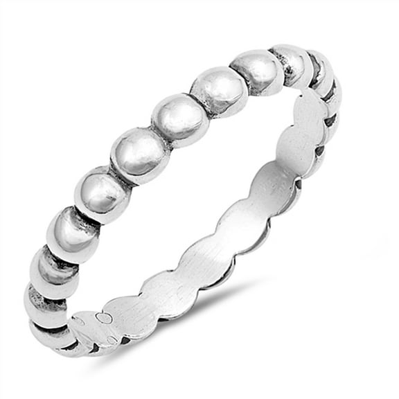 Beaded Midi Knuckle Stacking Eternity Ring .925 Sterling Silver Band Jewelry Female Male Size 7