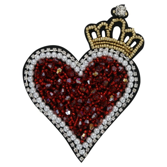 Beaded Milagro Heart Patches Flaming Sacred Heart Applique Mexican Folk Art Applique Decor Clothes Badges Sew on Patches Handmade DIY 2pieces