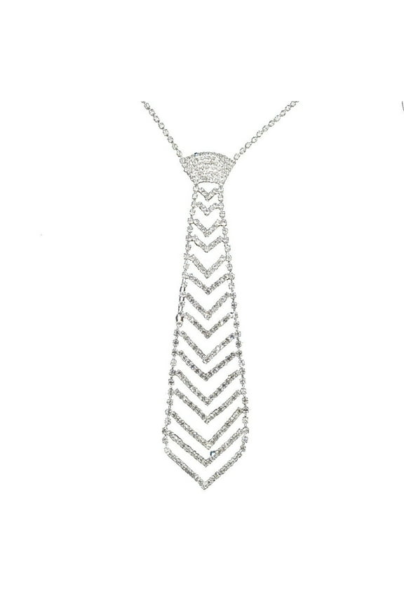 Beaded Necklace – Handmade Look for Gift Giving Sexy Women Rhinestone Bling Bow Tie Fashion Necktie Choker Necklace