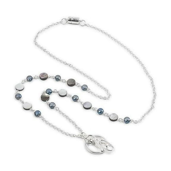 Beaded Necklace Lanyard with Magnetic Clasp, Keyring, 19" hanging, Handmade, for Teachers, Nurses, ID or Credential Holder (Ainsley ID Necklace)