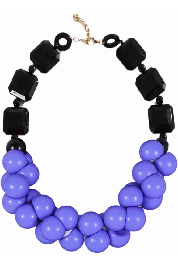 Beaded Necklace Retro Multilayer Ethnic Jewelry Portable Resin Festival Accessory for Women[l943]