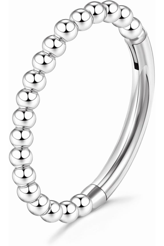 Beaded Nose Hoops for Women Men-316L Surgical Steel Hinged Nose Hoops 16G Clicker Septum Nose Ring Lip Helix Cartilage Hoop Earring Daith Rook Conch Body Piercing Jewelry 6MM 8MM 10MM12MM