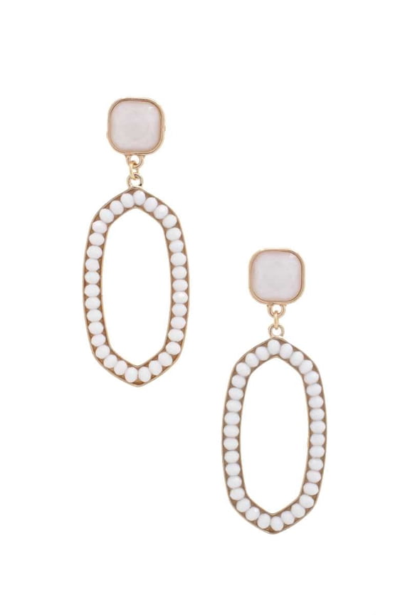 Beaded Oval Post Drop Earring Purple