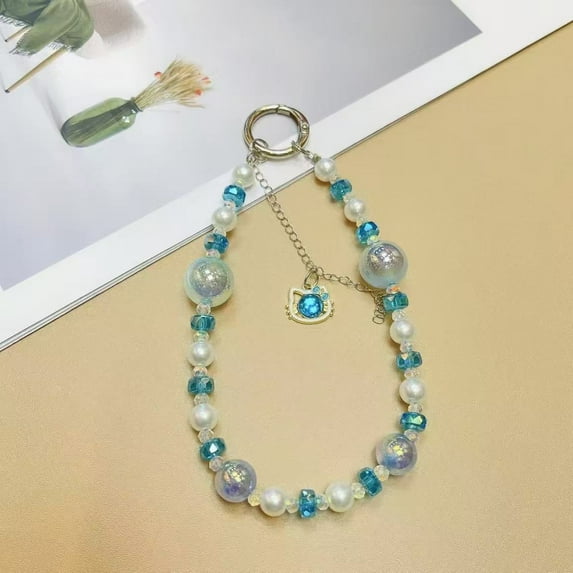 Beaded Pearl Phone Charms For iphone/Samsung Cellphone Bracelet Strap Mobile Pendant Keychain Lanyard Jewellery Accessory