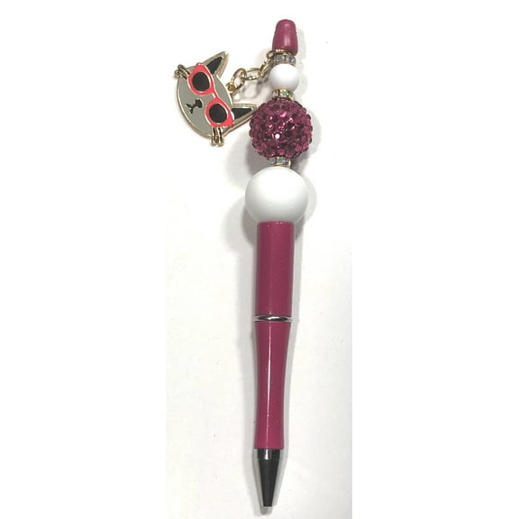 Beaded Pen Evening Shade The Coral Pink Cat Ballpoint Pen Designed by Swan