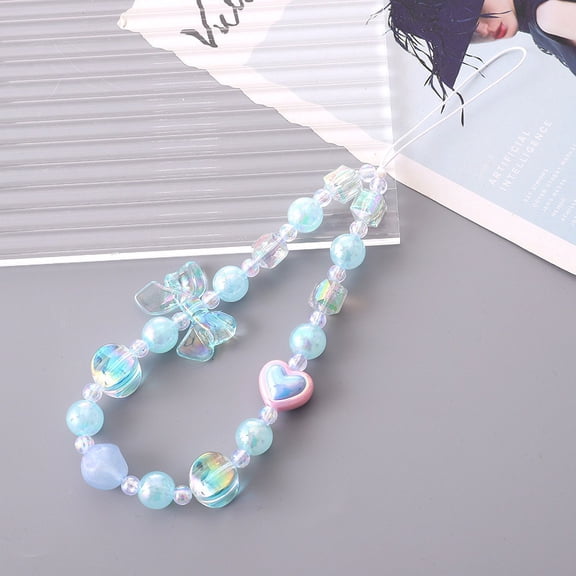 Beaded Phone Charm Lanyard Strap Girly Style Fixed Beads Pearl Lanyards
