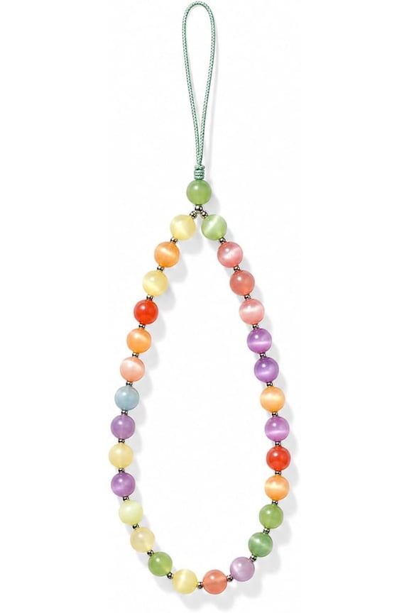 Beaded Phone Charm UV Reactive Beads Lanyard Keychain Dopamine Rainbow Bag Charm Summer Accessories for Women