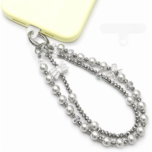 Beaded Phone Charm Wrist Strap, Detachable Anti-Theft Wrist Lanyard with Tether Tab, Hands-Free Phone Chain Wristlet Strap for Women