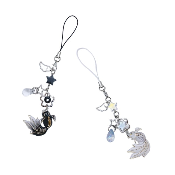 Beaded Phone Lanyard Fish Star Shape Pendant Keychain Anti-Lost Phones ...