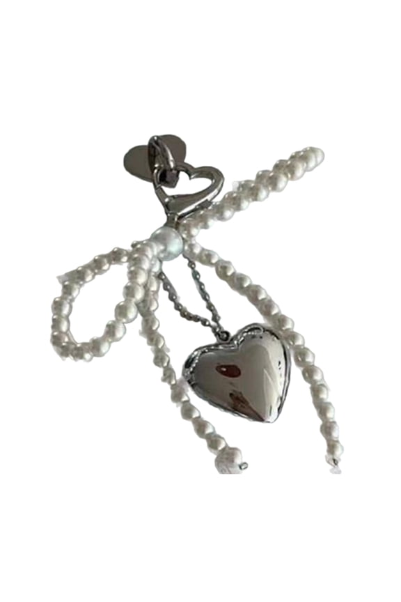 Beaded Phone Lanyard Pearls Beaded Keyring Bag Charm DIY Handmade Bowknot Heart Keychain Backpacks Camera Accessory