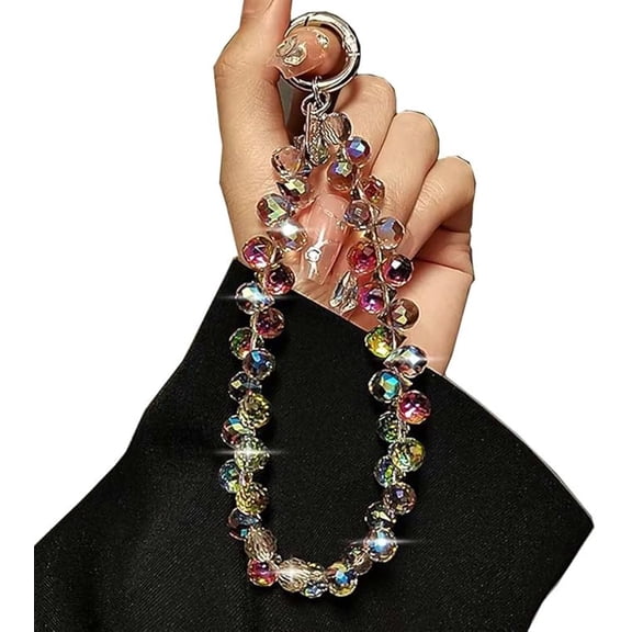 Beaded Phone Wrist Strap, Cellphone Lanyard Chain, Sparkling Phone Charm Wristlet Bracelet for Women