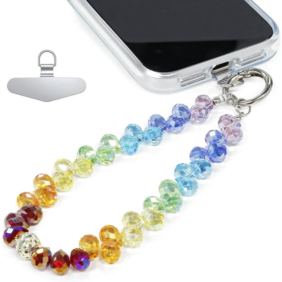 Beaded Phone Wrist Strap, Cellphone Lanyard Chain, Sparkling Wristlet Bracelet for Women, Multicolor