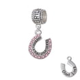 thumbnail image 1 of Beaded Pink Crystal Horseshoe with Good Luck - Bridesmaid Charm Bead, 1 of 1