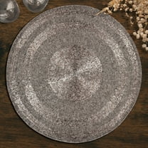 Beaded Placemats Set of 4 for Dining Table, Table Placemats, 14 Inches Round - Silver Smoke