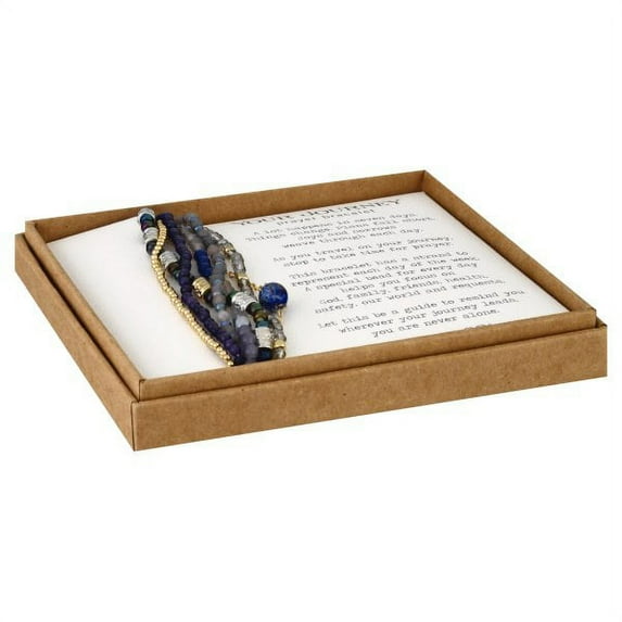 Beaded Prayer Indigo Blue One Size Fits Most Glass and Metal Charm Bracelet