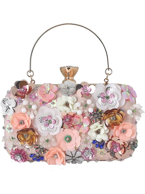 Beaded Purses for Women Gold Black Clutch Evening Bags Flower Clutch Cocktail Purses for Women Wedding Guest