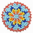 thumbnail image 1 of Beaded Rosettes 1-1/2" Bead Work Decorative Applique Leather Crafts Medallion, 1 of 1