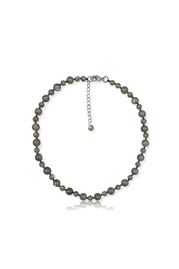 Collar or Choker Labradorite Necklace, Stainless Steel, 14.5 in, Ball