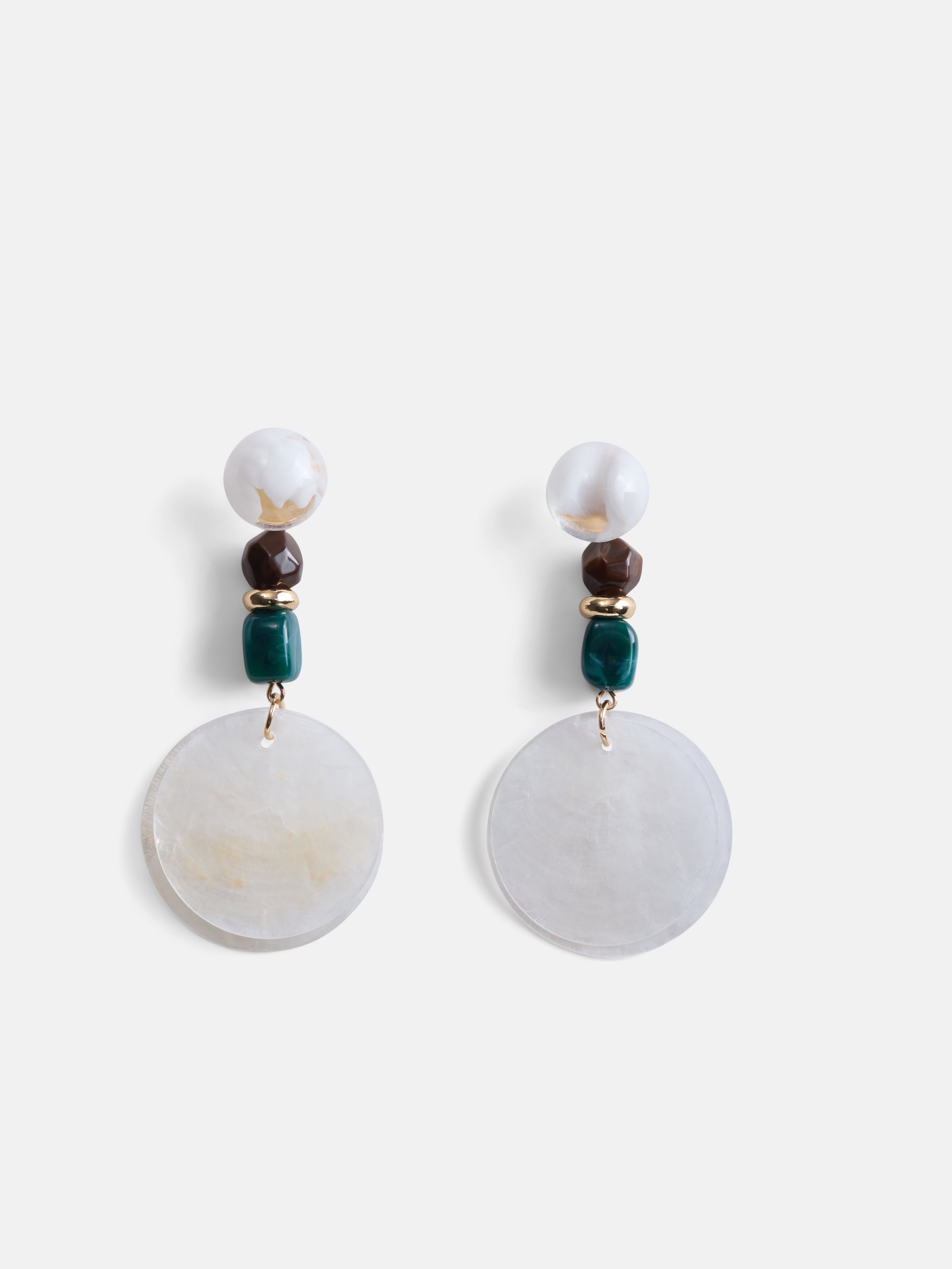 Women's Gold Tone Beaded Shell Earrings, 1 Pair