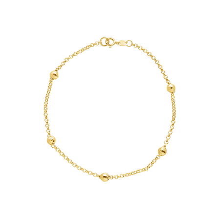 Beaded Shimmer Rolo Chain Bracelet in 10kt Gold, 7 1/2 by 1/8 inches
