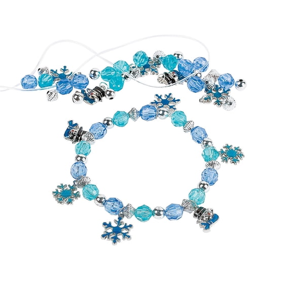 Beaded Snowflake Charm Bracelet Craft Kit - Makes 48, Craft Kits, Winter, 48 Pieces