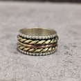 thumbnail image 1 of Beaded Spinner Band, Bohemian Ring, 925 Sterling Silver Ring, Spinning Thumb Ring, Three Tone Ring, Fidget Ring, Handmade Jewelry, Christmas Oxidized, Brass Copper Band, Anxiety Ring, Mans Band Gifts, 1 of 5