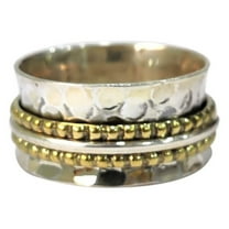 Beaded Spinner Band, Meditation Ring, 925 Sterling Silver Ring, Spinning Thumb Ring, Two Tone Ring, Fidget Ring, Handmade Jewelry, Christmas Oxidized, Womans Band Ring, Anxiety Ring, Mans Band Gifts