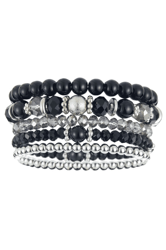 Beaded Stretch Bracelet Silver Stackable Crystal Beads Bracelets Trendy Costume Jewelry Mothers Day Gifts for Women