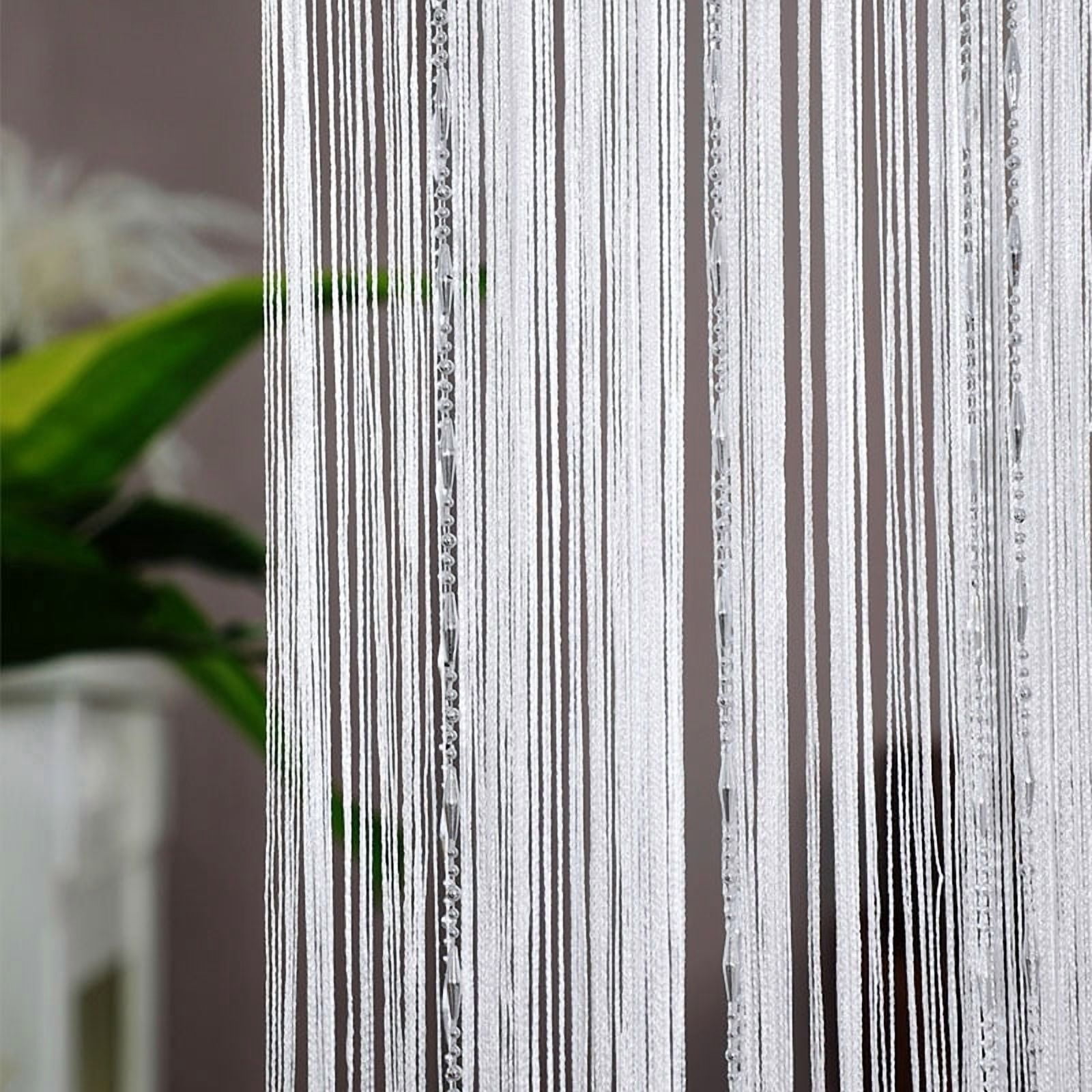 Beaded String Curtain, Crystal Tassel Thread Curtain for Doorway & Window Partition Decor-White