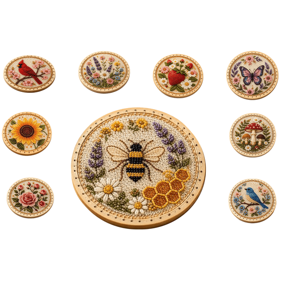 Beaded Sun Catcher Coaster Kit Collection, Beginner Friendly Hand Beading Craft Set, Handmade Suncatcher Coaster Art Kit for Table Protection & Room Ornament (Bees)
