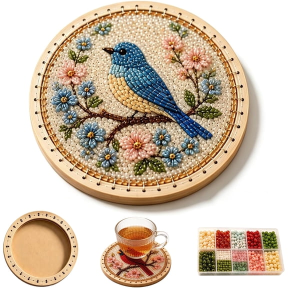 Beaded Sun Catcher Coaster Kit Collection, DIY Sun Catcher Coaster Craft, Handmade Decorative Drink Coaster Art Set, Relaxing Creative Craft Gift for Home Decor Lovers(F)
