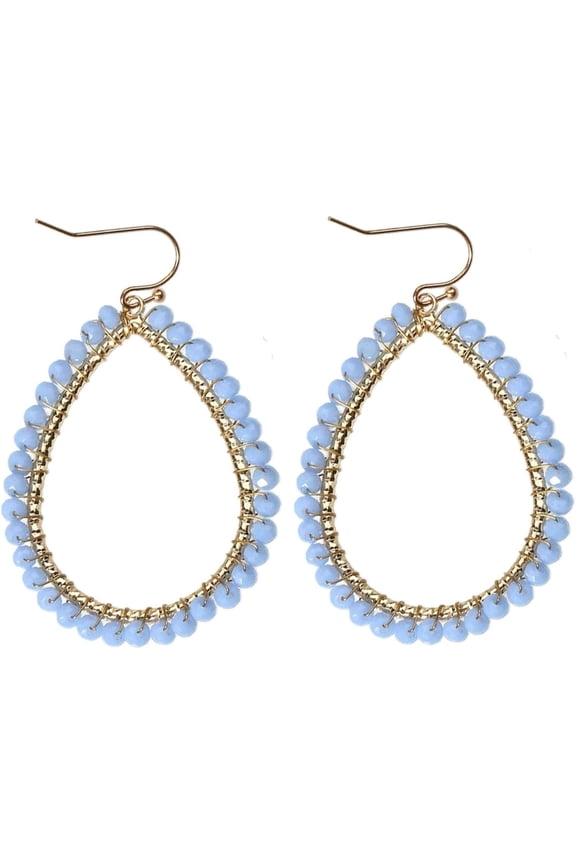 Beaded Teardrop Drop Dangle Earrings Bohemian Boho for Women Jewelry Summer Beach Holiday Lightweight Gold Wire Wrapped Beads Earrings