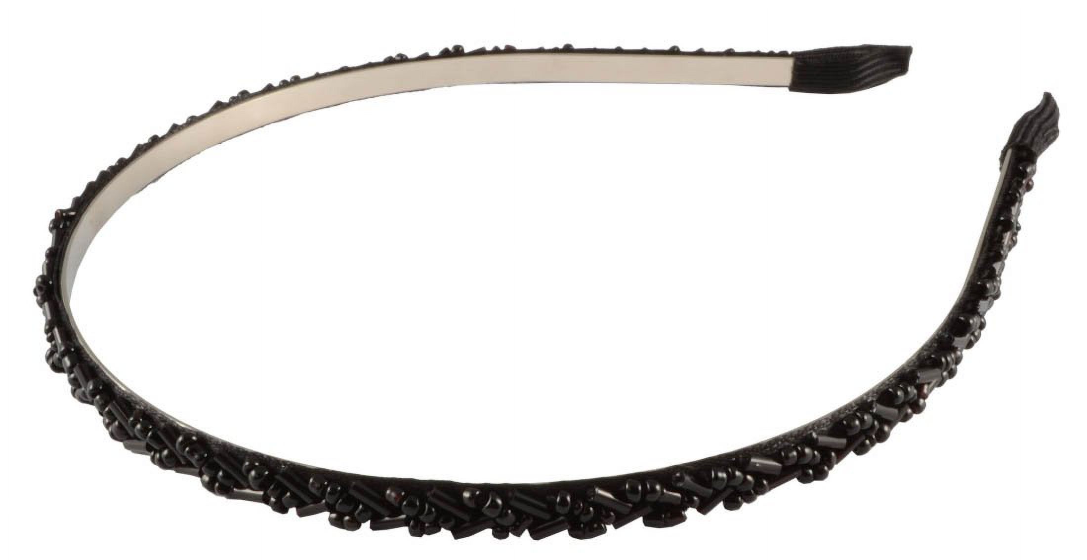 Beaded Thin Headband-Black 01681