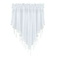 thumbnail image 1 of Beaded Triangle Sheer Valance Curtains for Windows Kitchen Living Room Bathroom Bedroom Voile Sheer Rod Pocket Short Window Valance Curtains (White,51"x24"), 1 of 4