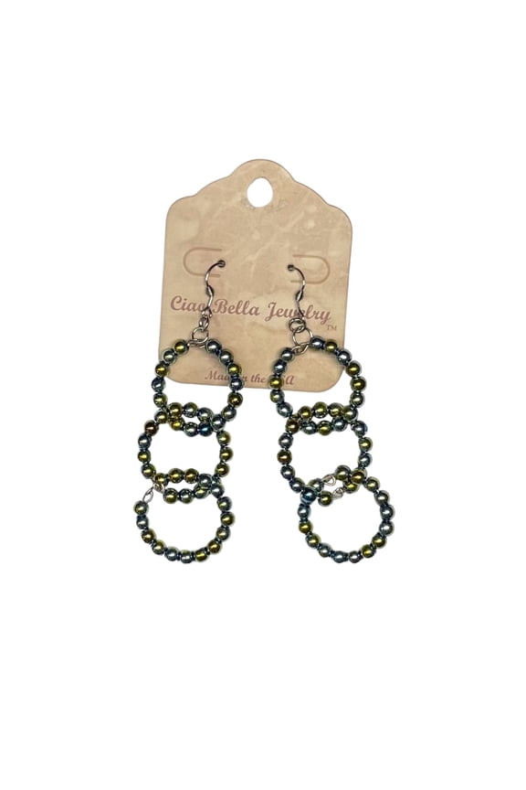 Beaded Triple Hoop Earrings